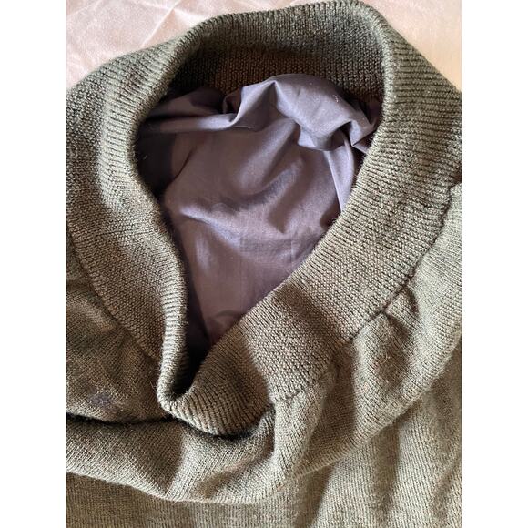 VTG Cabelas Wind Shear Wool Sweater Mens Large tall Green 1/4 Zip Elbow Patches - Picture 7 of 7